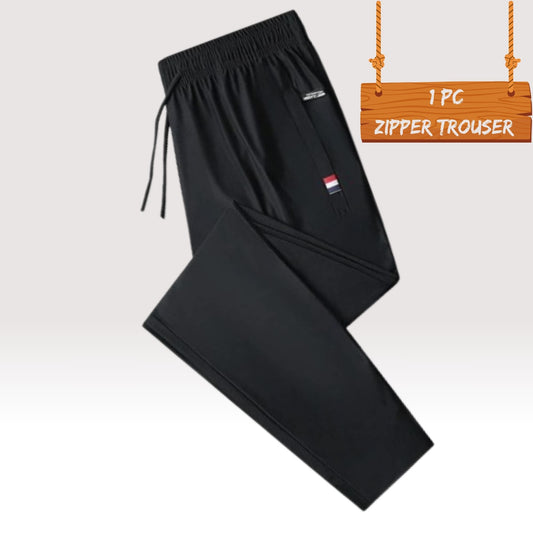 Black Zipper Trouser With Zip Pocket