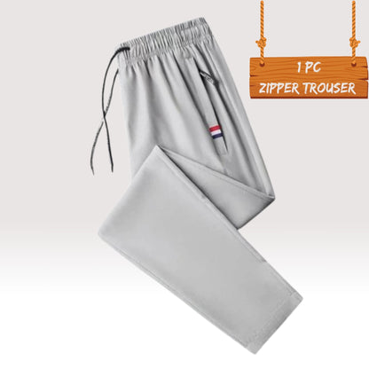 Gray Zipper Trouser With Zip Pocket