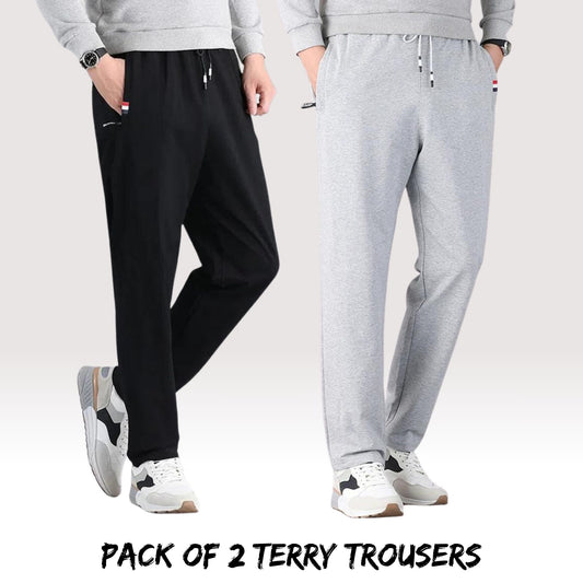 2 Pcs Terry Trouser Black With Grey