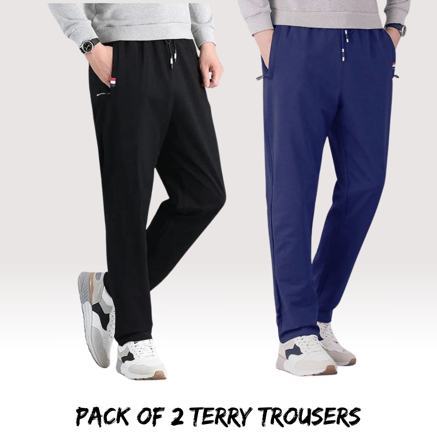 2 Pcs Zipper Trouser With Zip Pocket French Terry