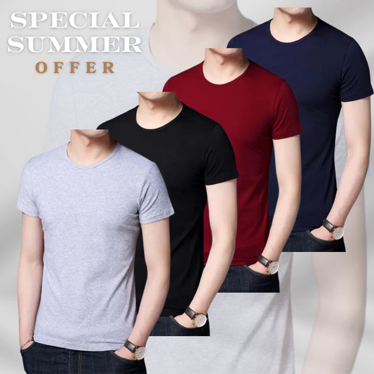 4 Pcs Summer Plain T-shirt