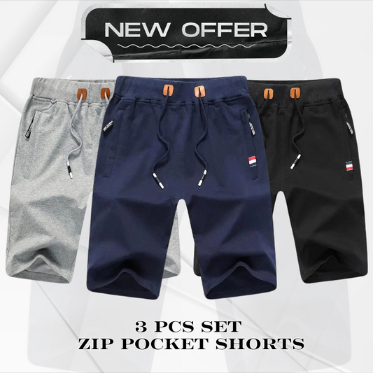 3 Pcs Zipper Summer Shorts