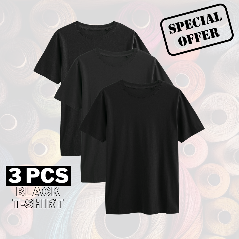 3 Pcs Black T-shirts Offer